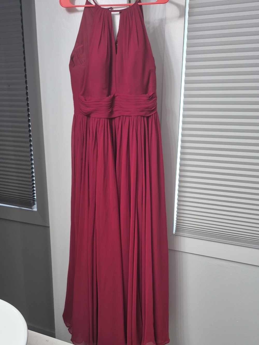 Azazie Burgundy Halter Maxi Dress